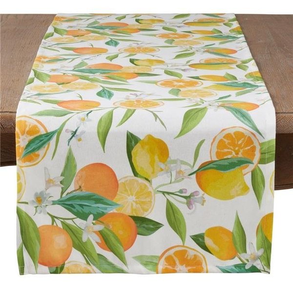 Saro Lifestyle SARO 6324.M1672B 16 x 72 in. Rectangular Table Runner with Lemon & Orange Print - Multi Color 6324.M1672B